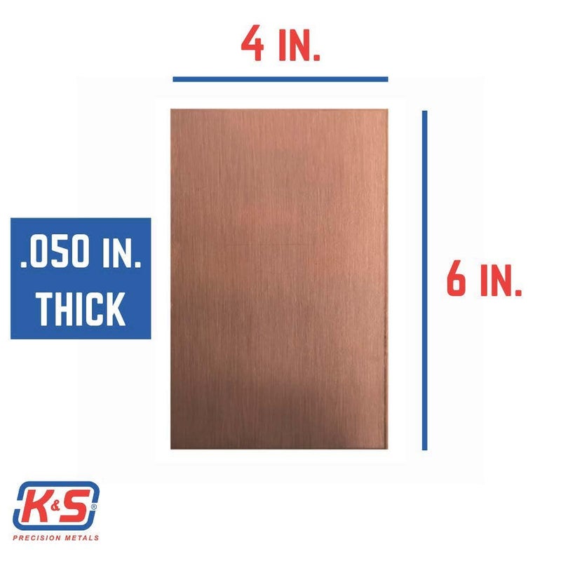 K & S Precision Metals K&S Precision Metals Copper Etching Plate 6601 â€“ 0.050" Thick x 4" Wide x 6" Long â€“ DIY Crafts, Engraving, Metalworking, Made in USA, 1 Plate - Image 3